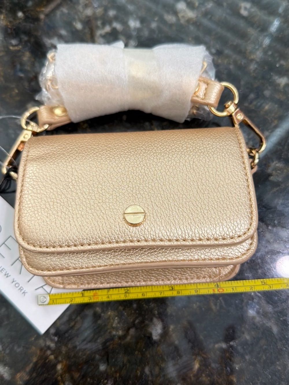 Mini Metallic Gold Pebble Crossbody Bag with Top Handle